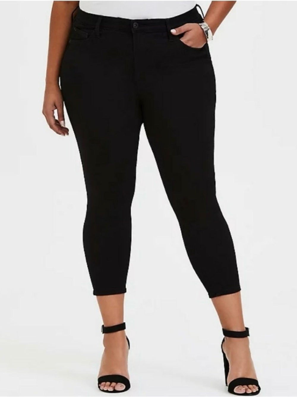 Torrid Crop Sky High Premium Stretch Black Skinny Jeans
